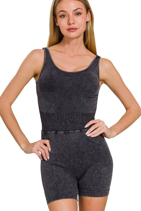 Her Femme Fit Sports Romper in Black, alternate view