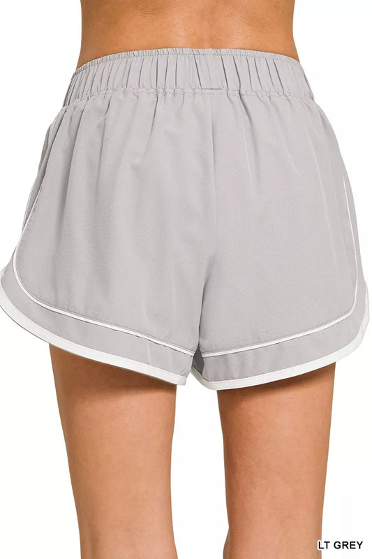 Her Femme Fit Lined Dolphin Shorts in Light Grey, alternate view