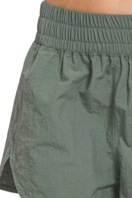 Her Femme Fit Windbreaker Running Shorts in Ash Jade, alternate view
