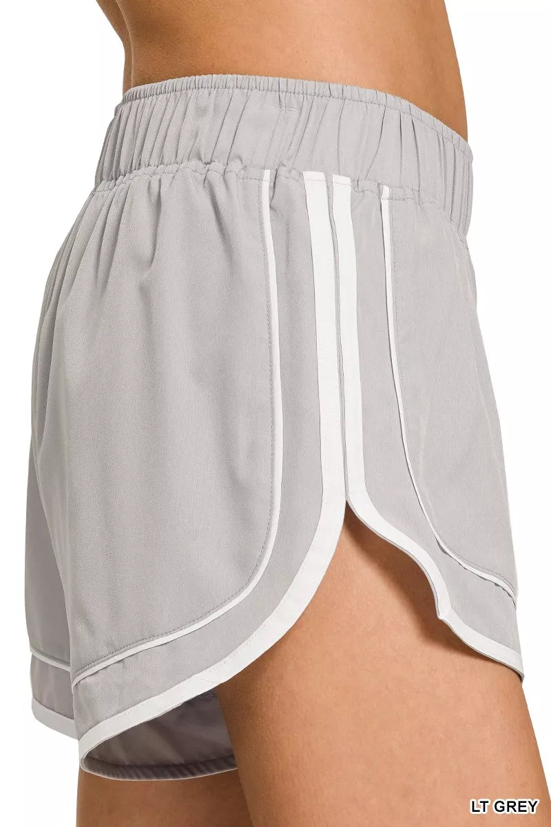 Her Femme Fit Lined Dolphin Shorts in Light Grey, detail view 4