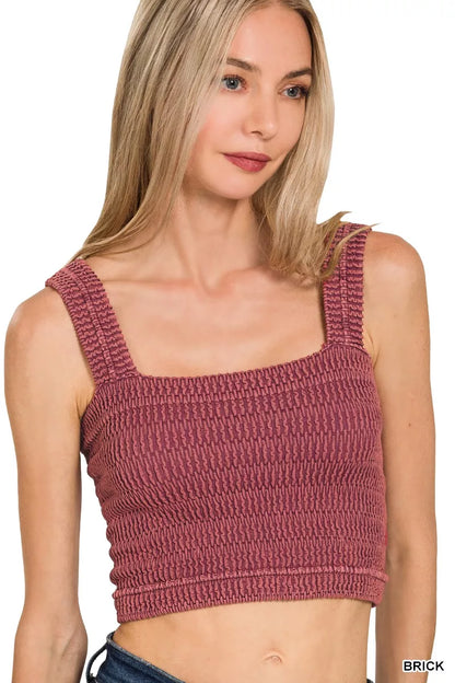 Her Femme Fit Stone Washed Seamless Bra Top in Brick, alternate view