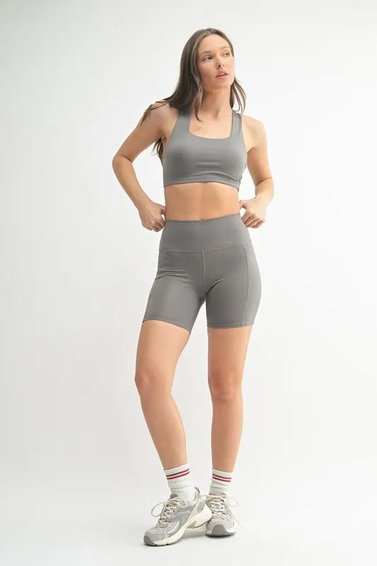 Her Femme Fit Cloud Sculpt Biker Shorts in Pewter, detail view 3