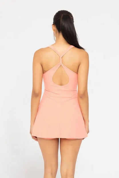 Her Femme Fit Twist Racerback Active Dress in Watermelon, detail view 3