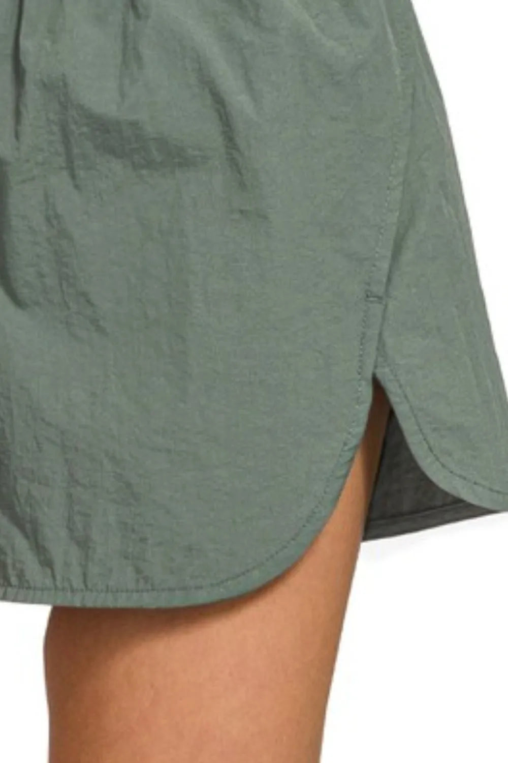 Her Femme Fit Windbreaker Running Shorts in Ash Jade, detail view 2