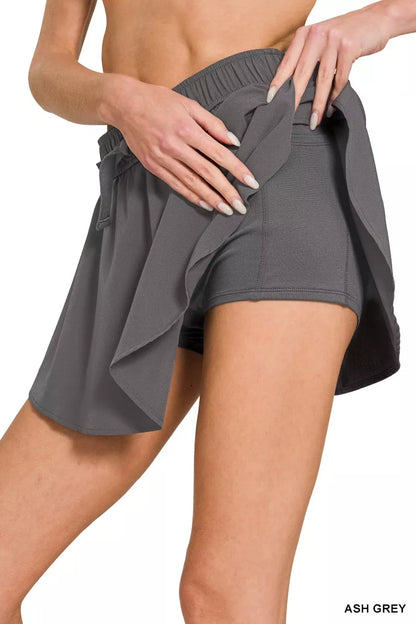 Her Femme Fit Soft Woven Active Skort in Ash Grey, detail view 3