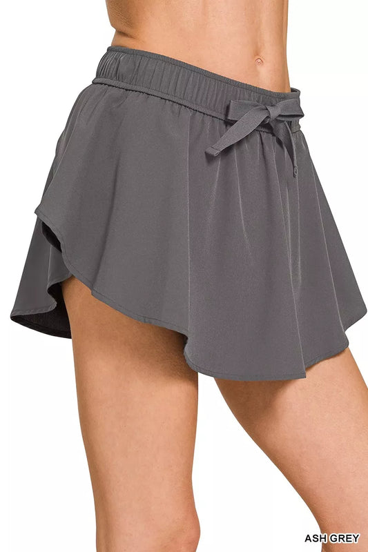 Her Femme Fit Soft Woven Active Skort in Ash Grey, alternate view
