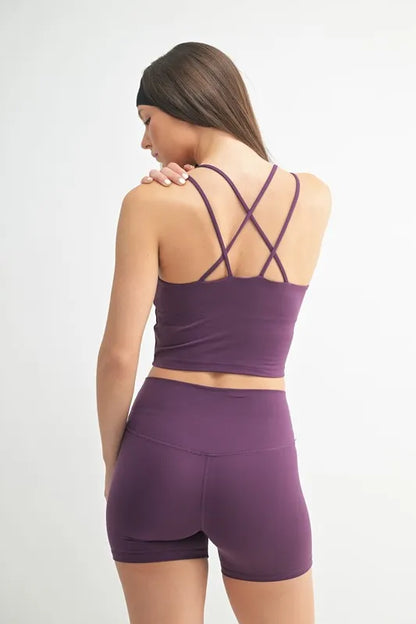 Her Femme Fit Cloud Sculpt Crisscross Sports Bra in Merlot, detail view 2