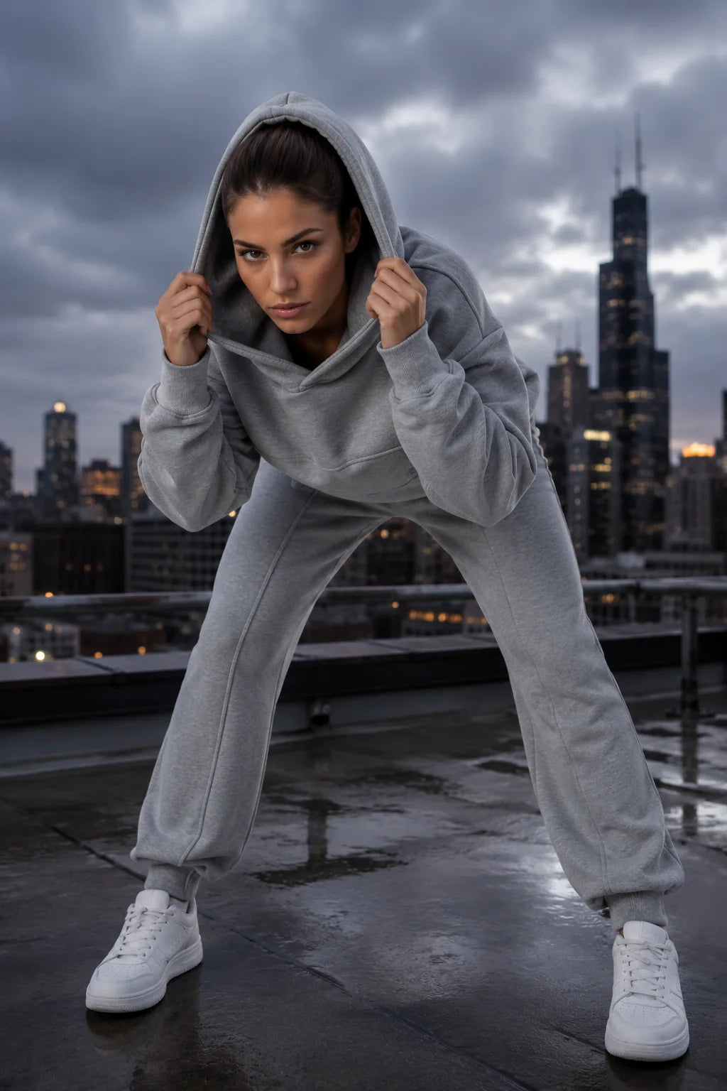 Her Femme Fit Ready Images 9165590626456 04 long sleeve hoodie grey set rooftop close